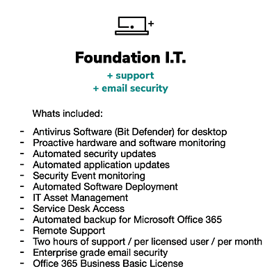 Foundation I.T​ package with support and enterprise email security